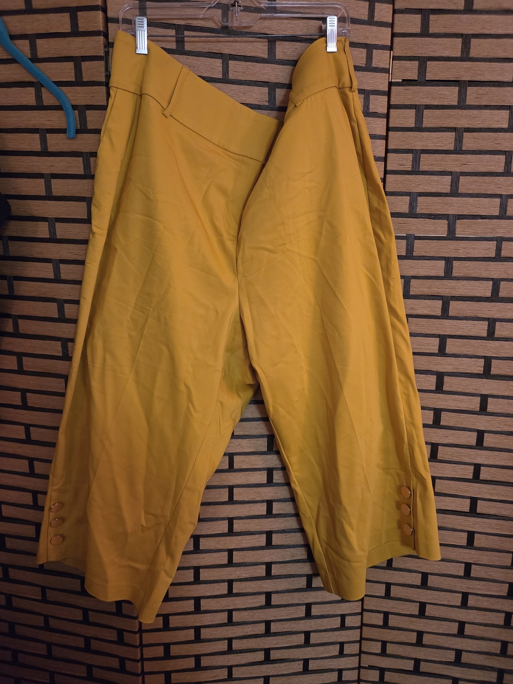 Lane Bryant Mustard Yellow Wide-Leg Crop Chinos